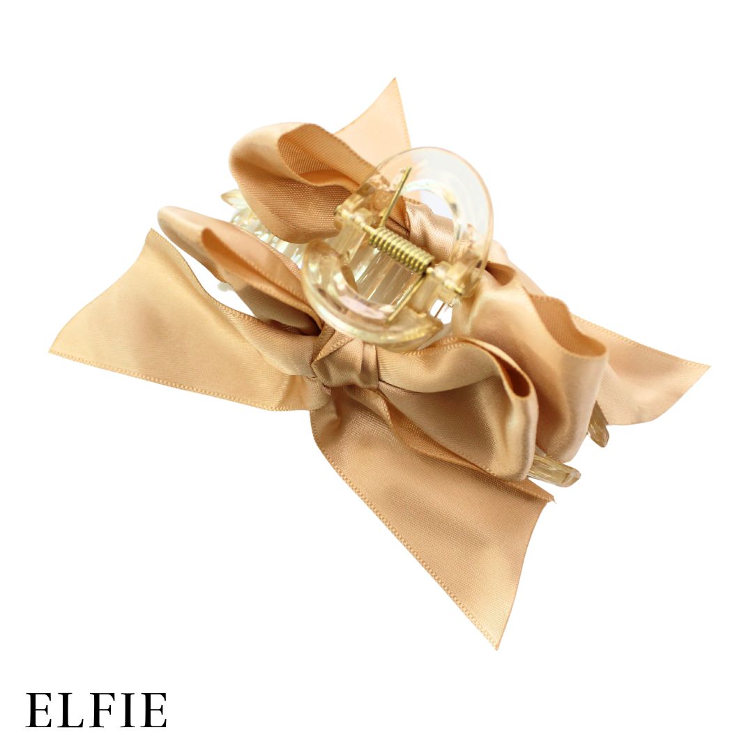 Satin Rose Gold Ribbon Hair Claw