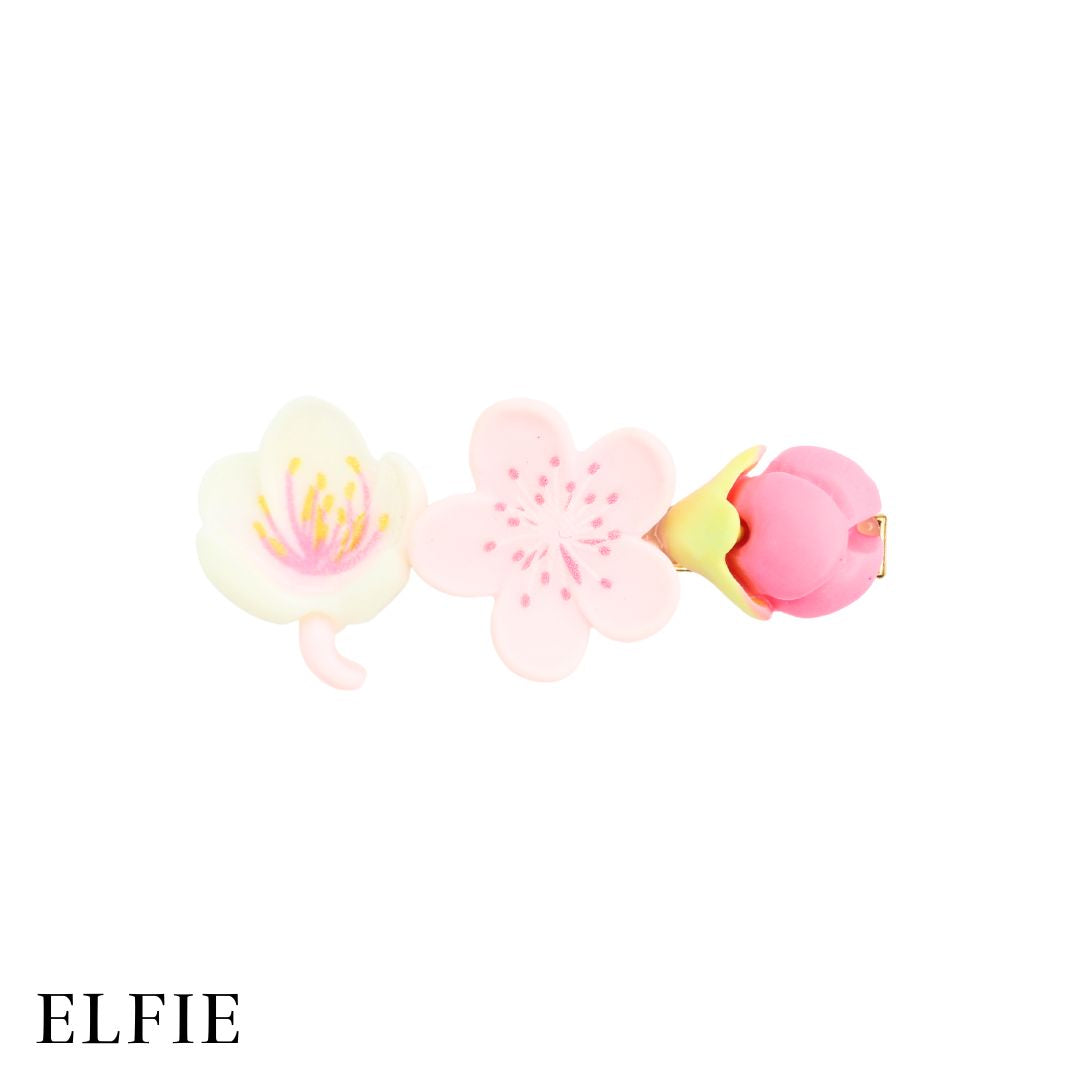 White Pink Sakura Matte Hair Clip