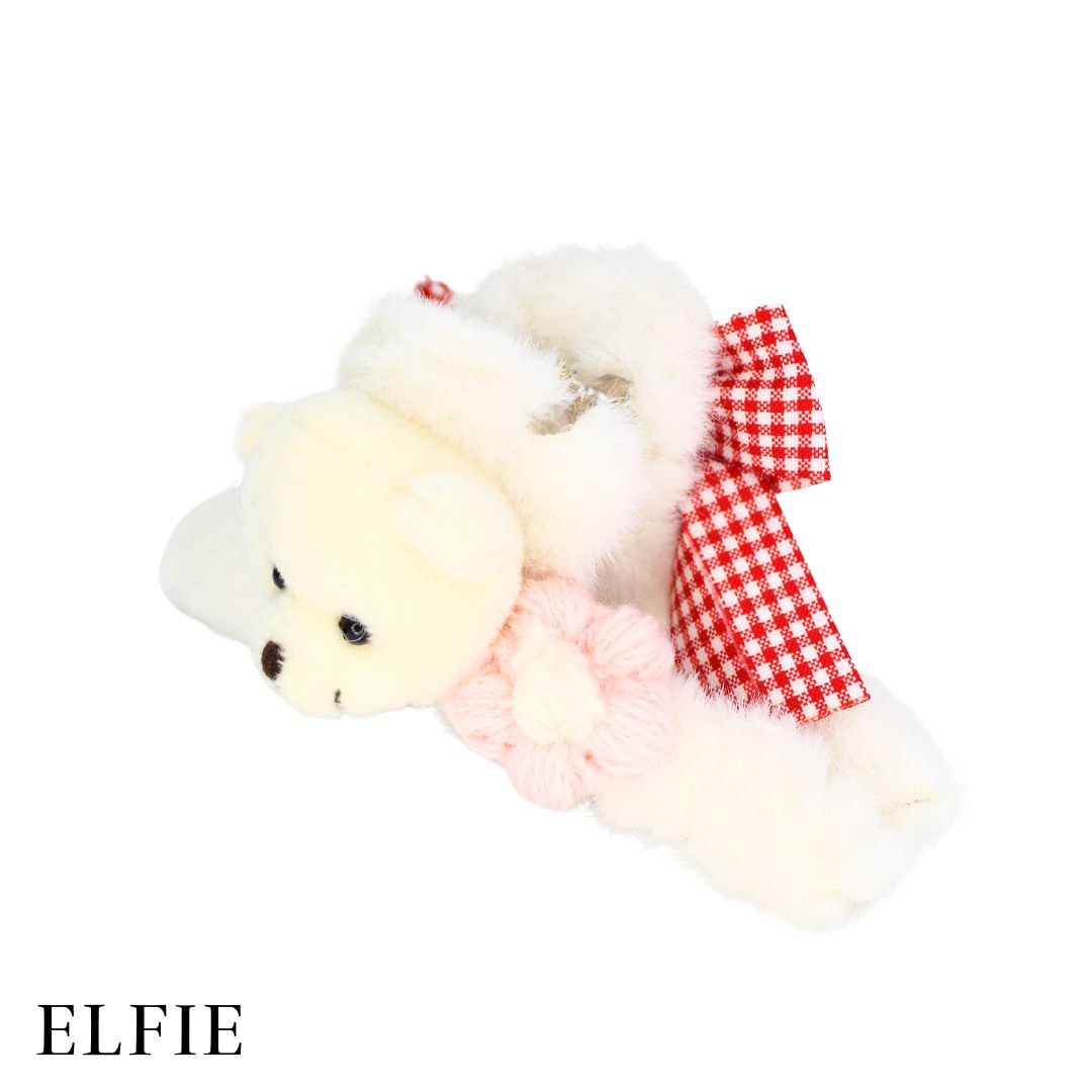 Cute White Bear Plush Hair Claw