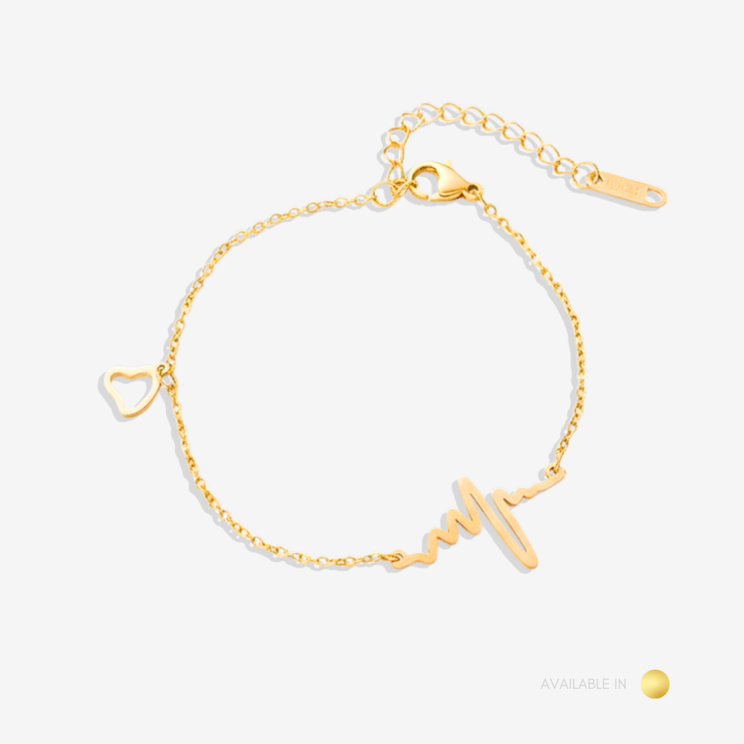 Heartbeat Gold Titanium Bracelet