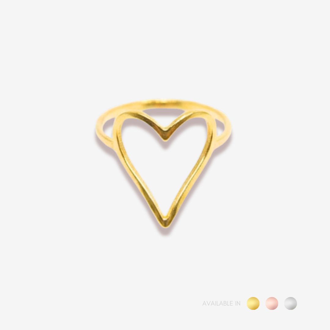 Heart Whisper Silver Titanium Ring