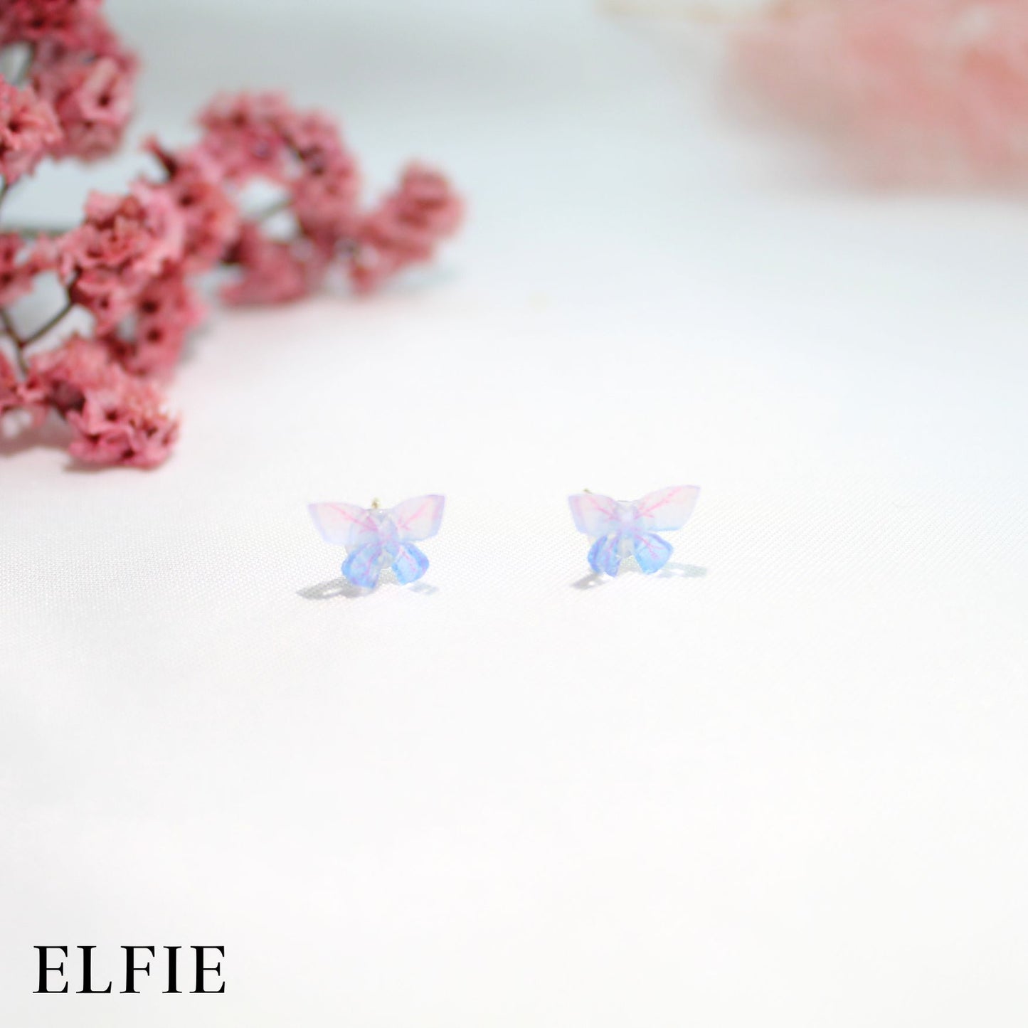 Blue N' Purple Butterfly Clear Stud Earring