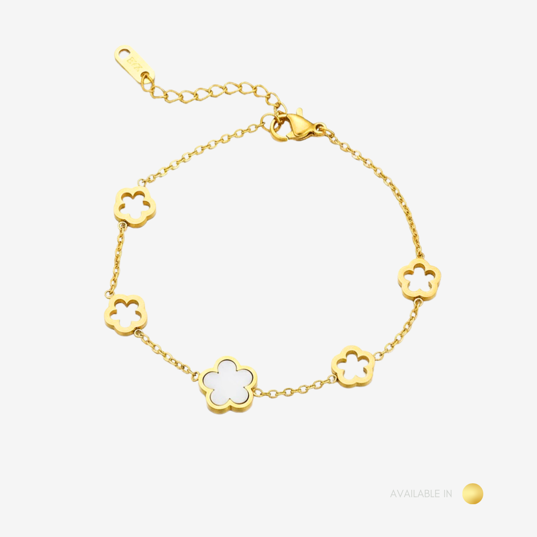 Ivory Clover Gold Titanium Bracelet