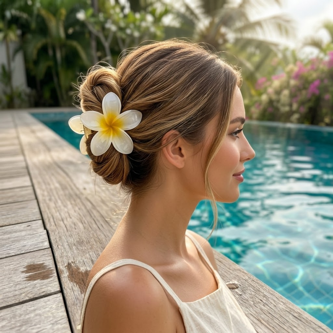 Plumeria Bloom Ivory Sun Hair Clip Accessories