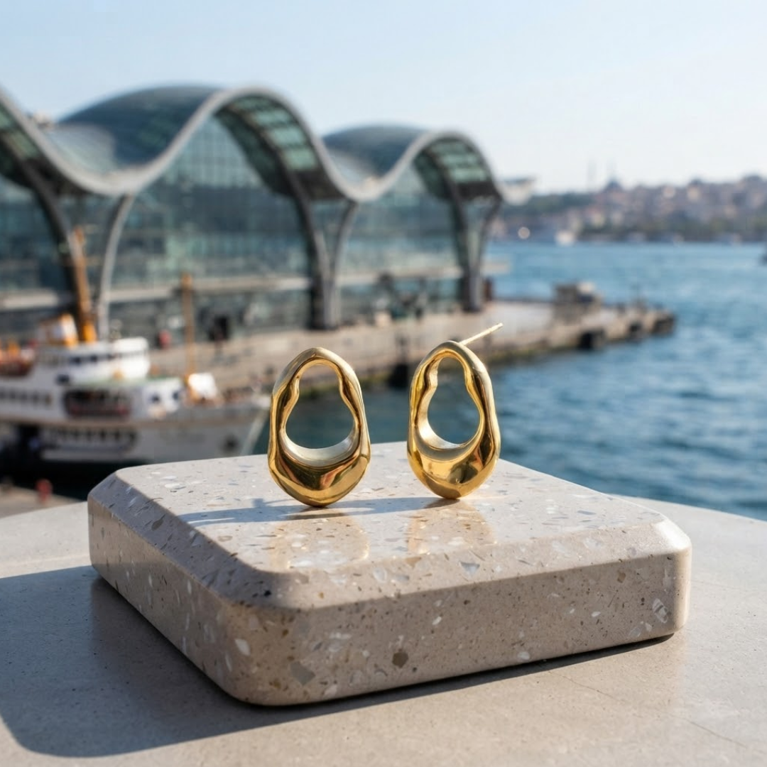 Iznik Dore Gold Titanium Earring