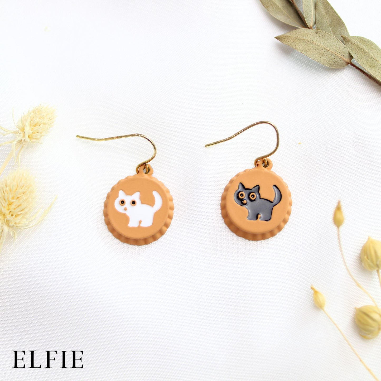 Kitty Orange Bottle Cap Earring