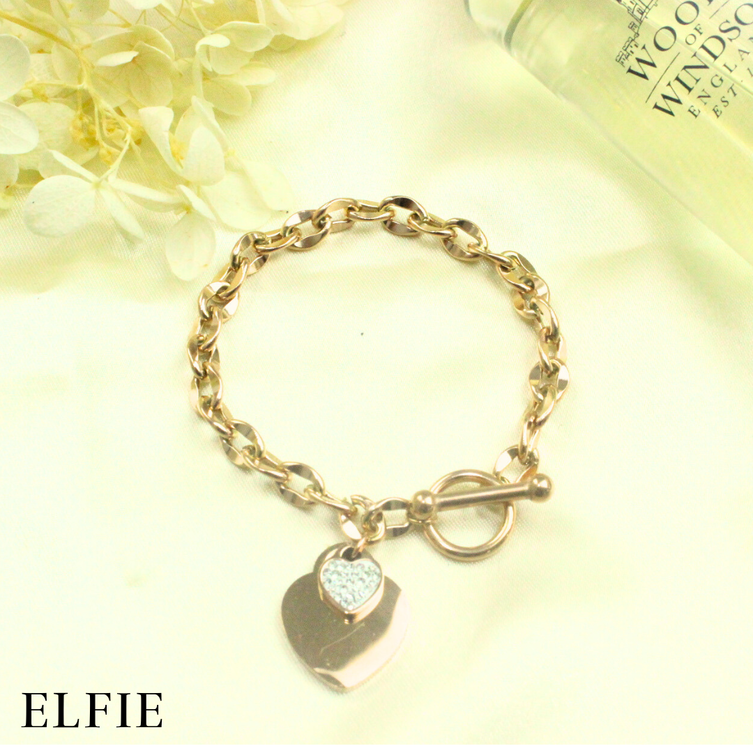 Heart Charm Titanium Bracelet