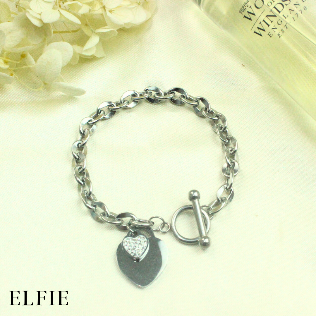Heart Charm Titanium Bracelet