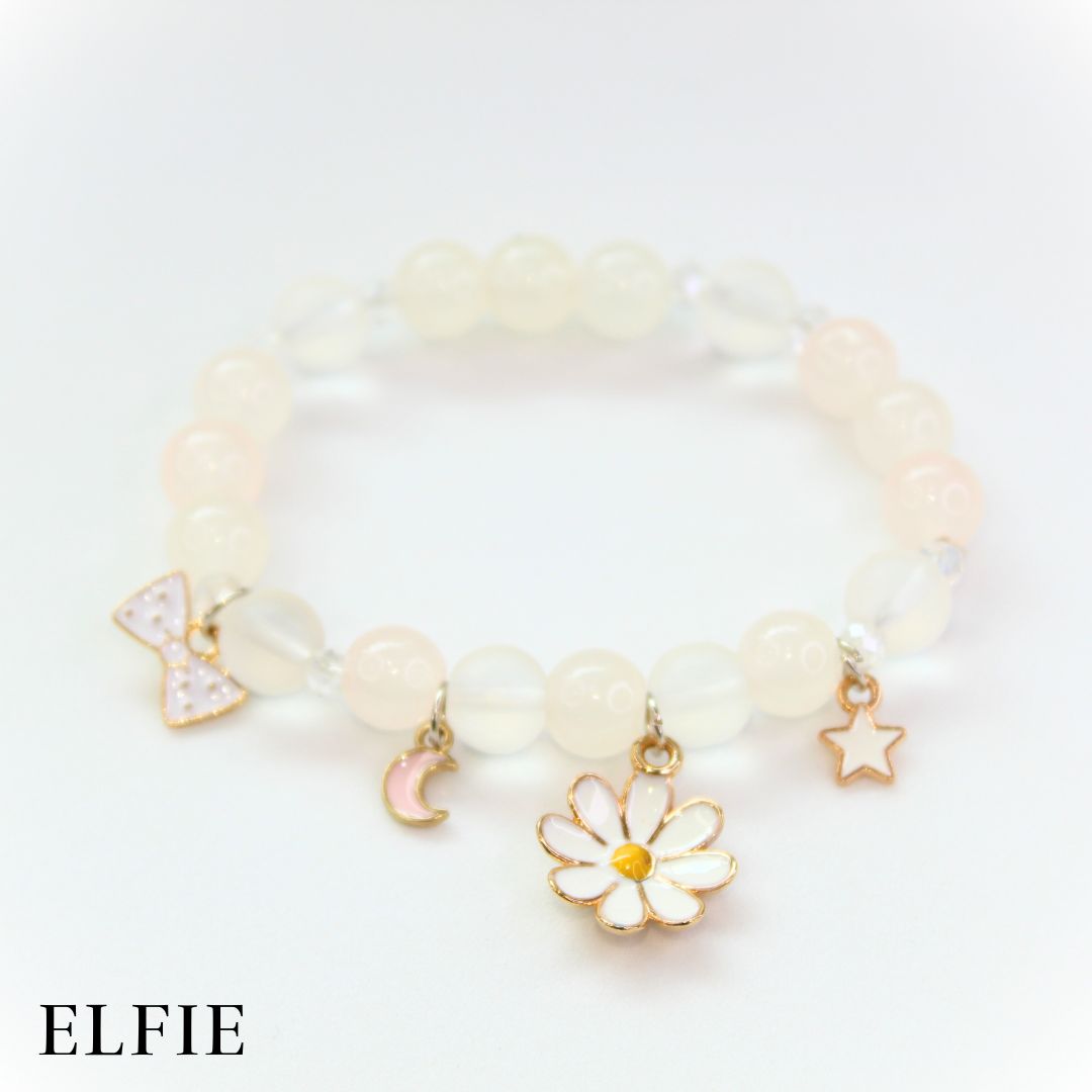 Light Pink Daisy Pearl Glass Bracelet