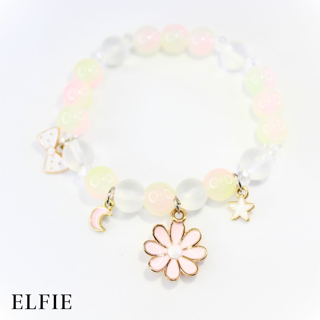 Light Pink Daisy Pearl Glass Bracelet