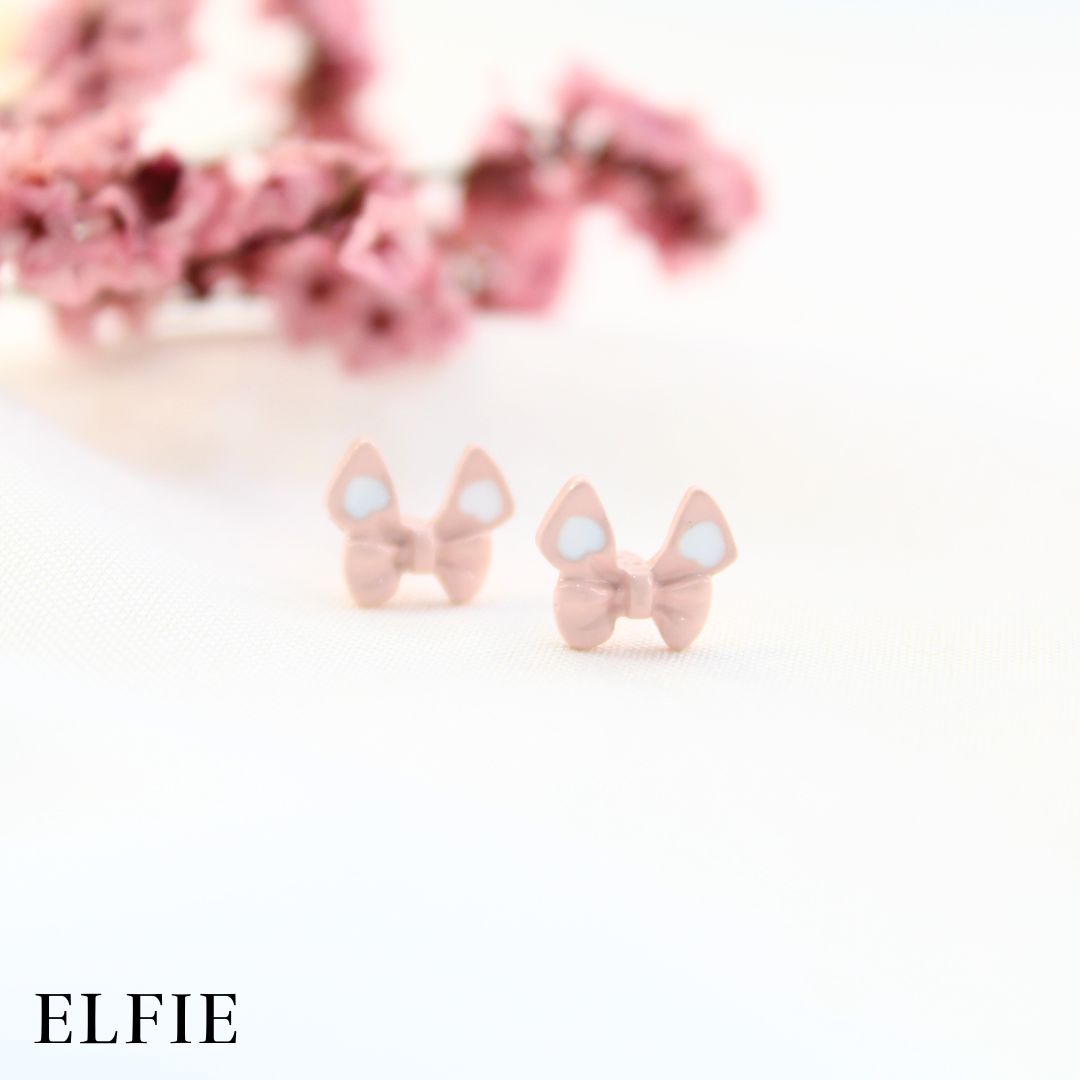 Light Pink Ribbon Stud Earring
