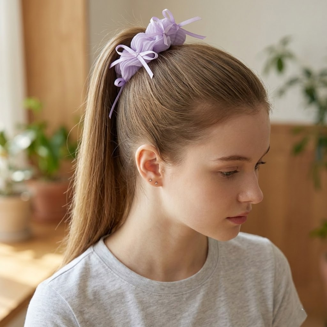Lilac Ballet Ribbon Scrunchie Hair Accessories