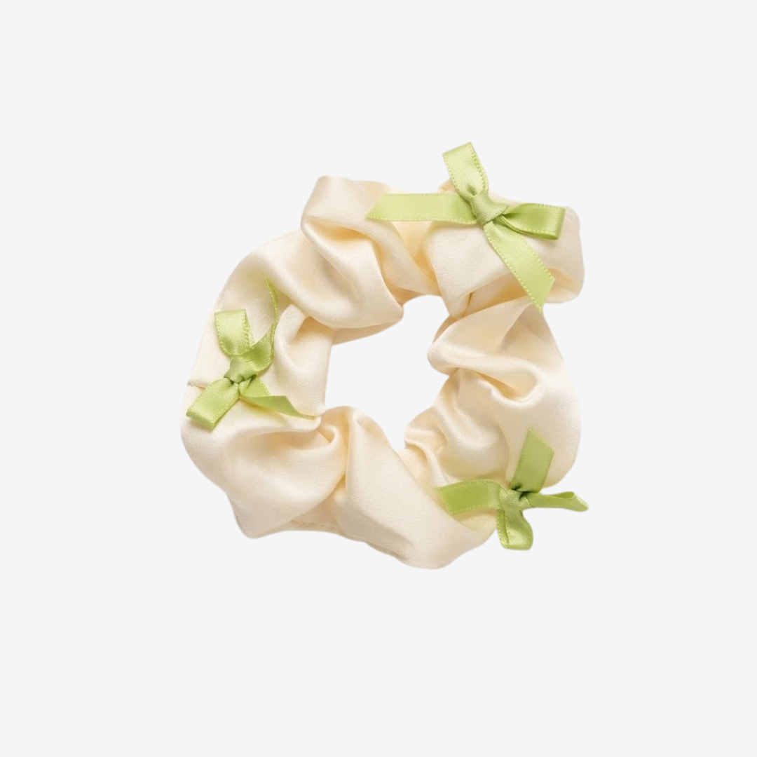 Lime Bow Satin Scrunchie Hair Accessories