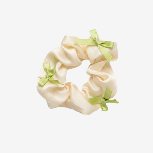 Lime Bow Satin Scrunchie Hair Accessories