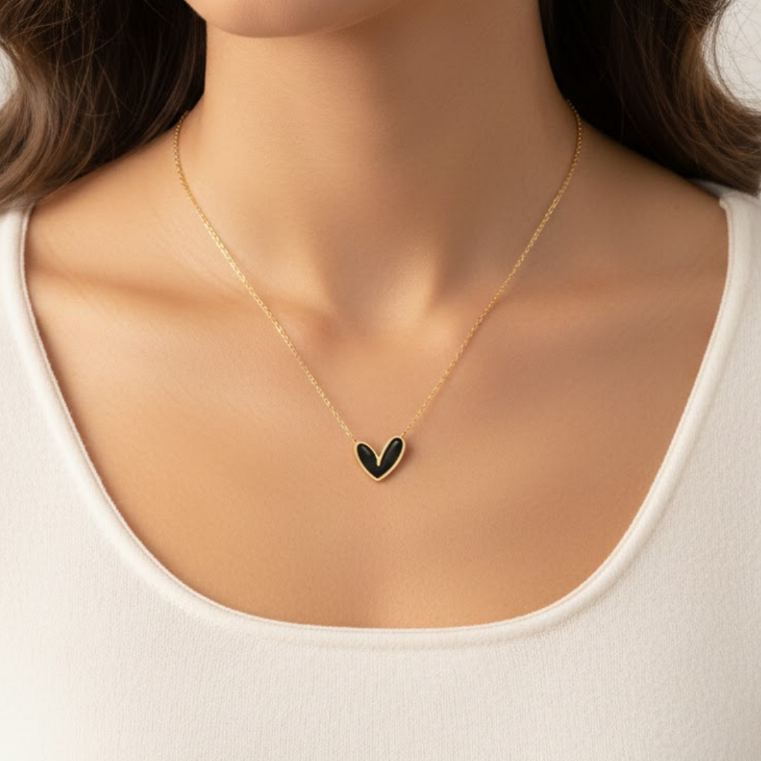 Love Muse Gold White Titanium Necklace