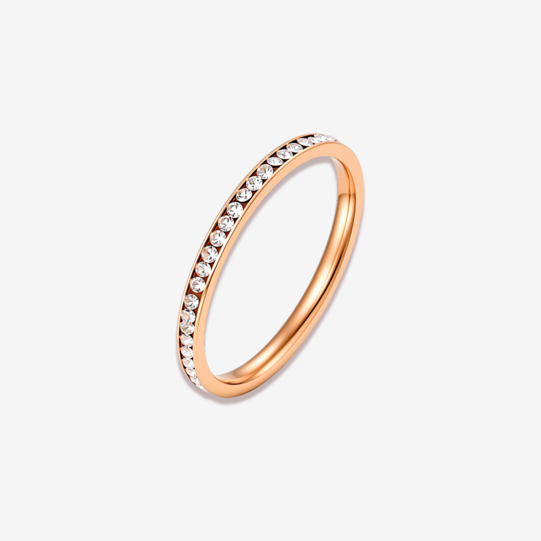 Lumi Line Diamond Rose Gold Titanium Ring