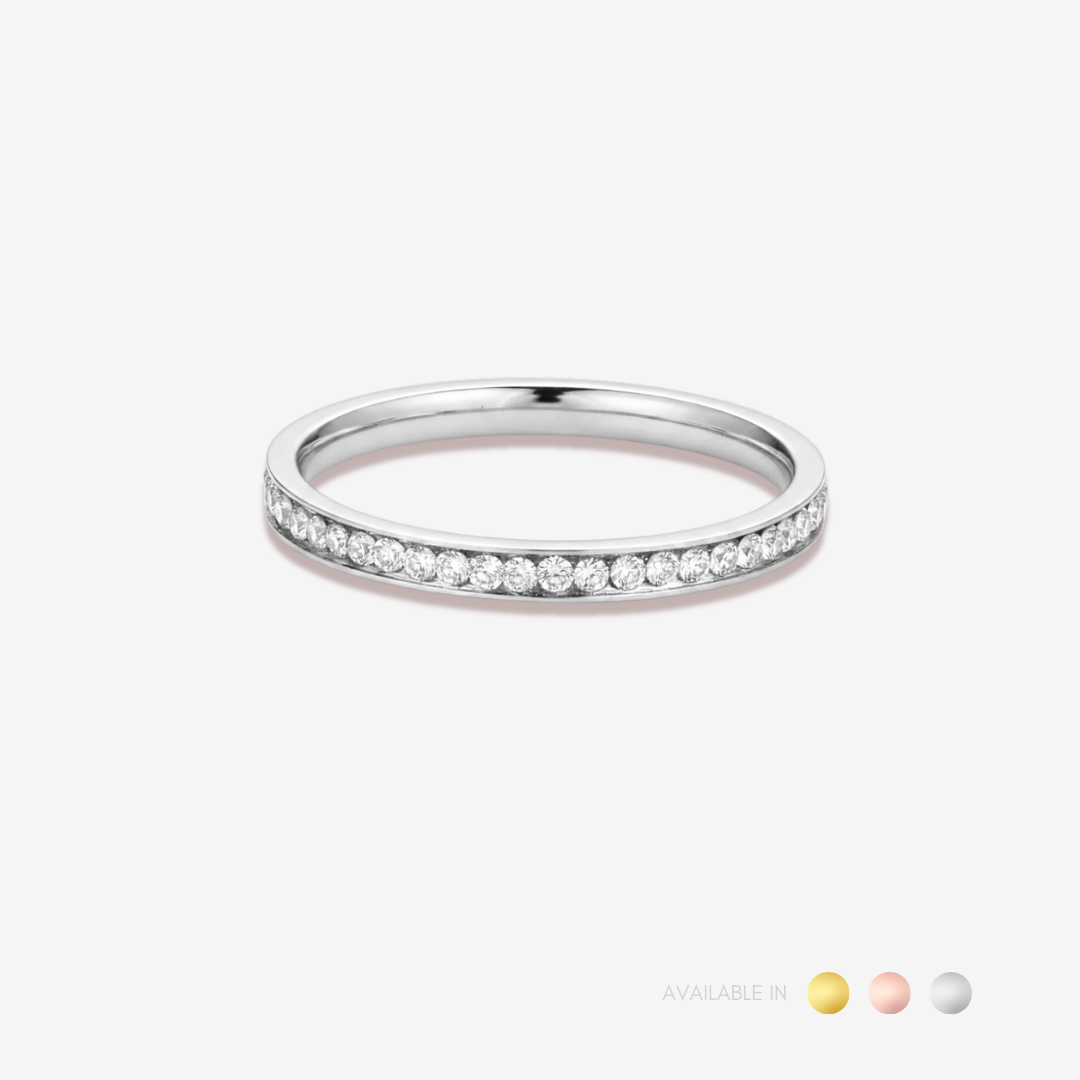 Lumi Line Diamond Silver Titanium Ring