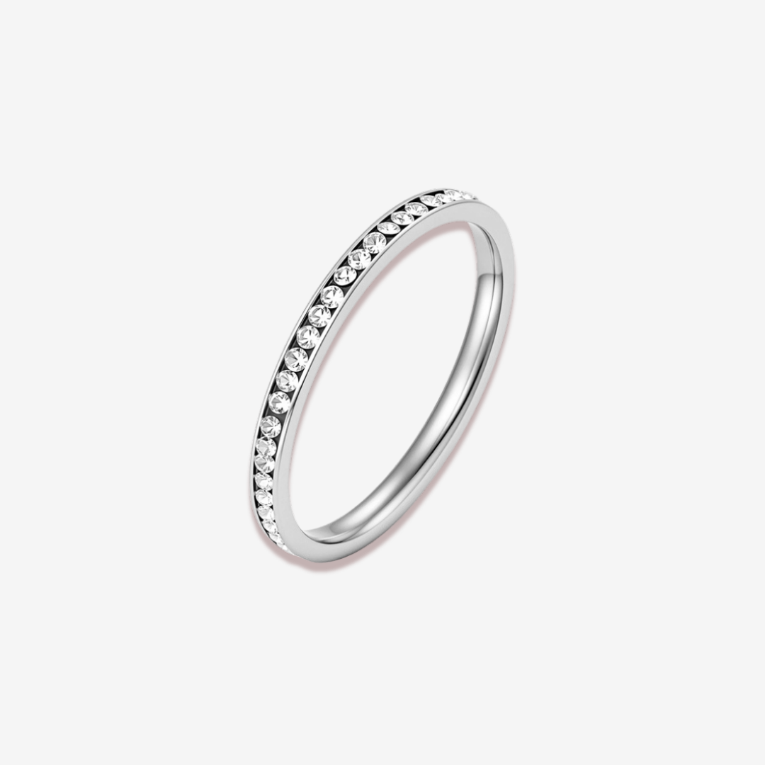Lumi Line Diamond Silver Titanium Ring