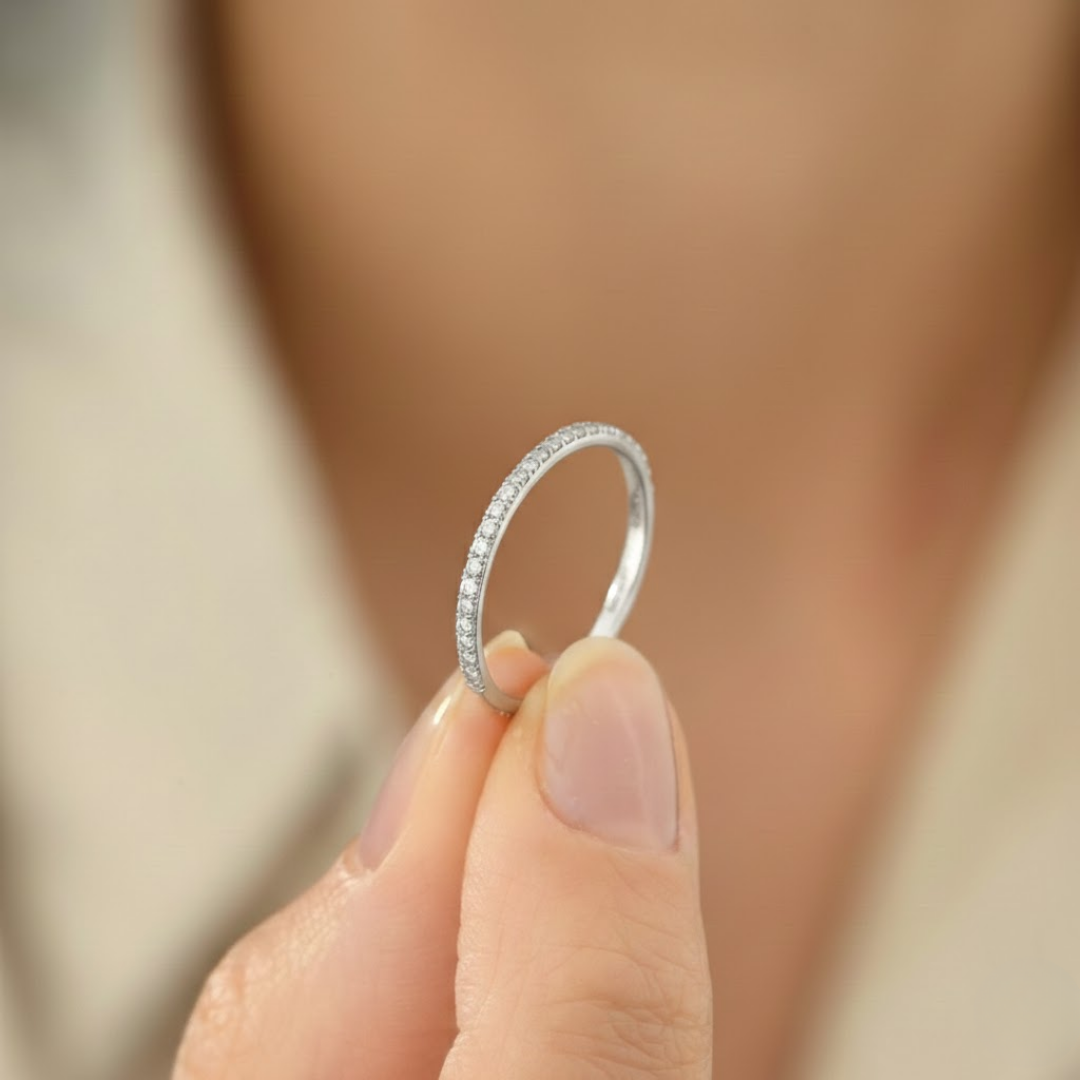 Lumi Line Diamond Gold Titanium Ring