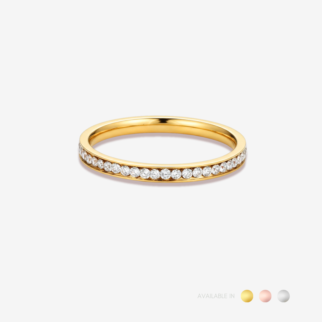 Lumi Line Diamond Silver Titanium Ring