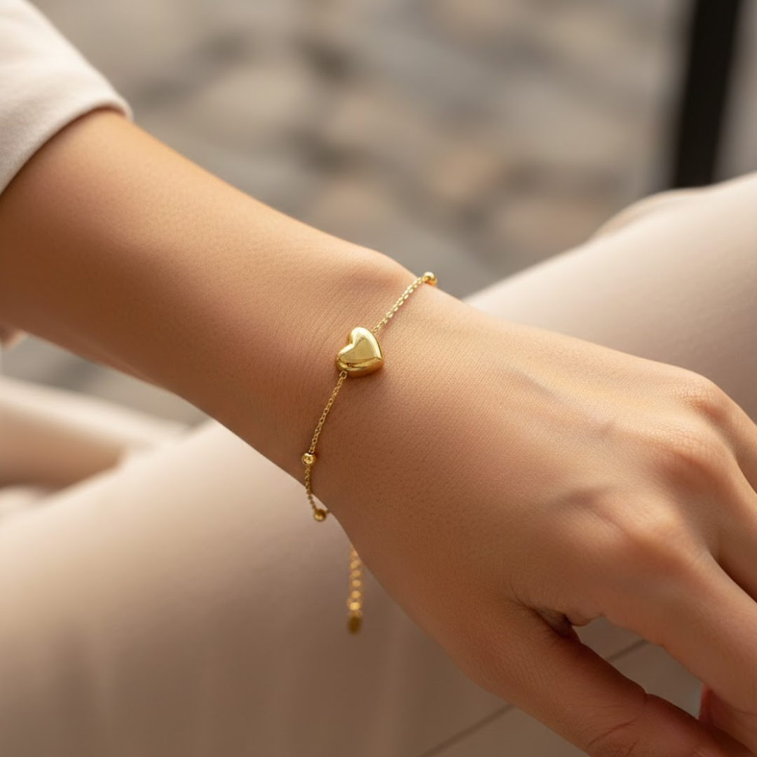 Lune Heart Gold Titanium Bracelet