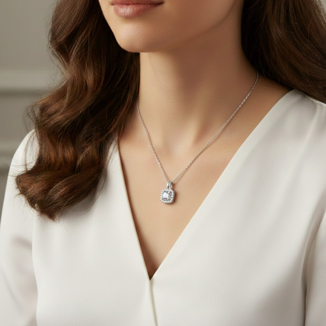 Luxe Lock Silver Titanium Necklace