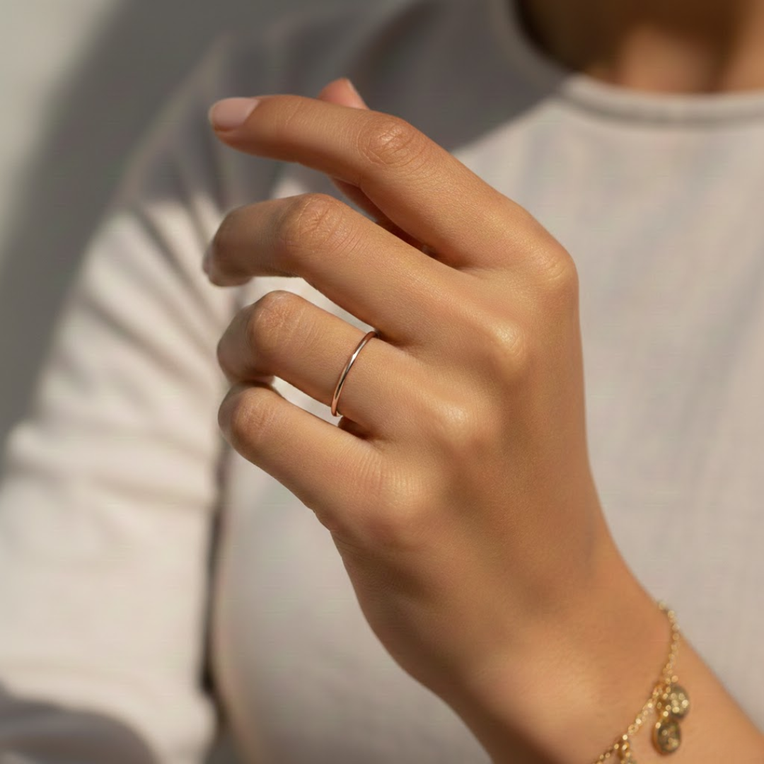 Luxe Thin Rose Gold Titanium Ring