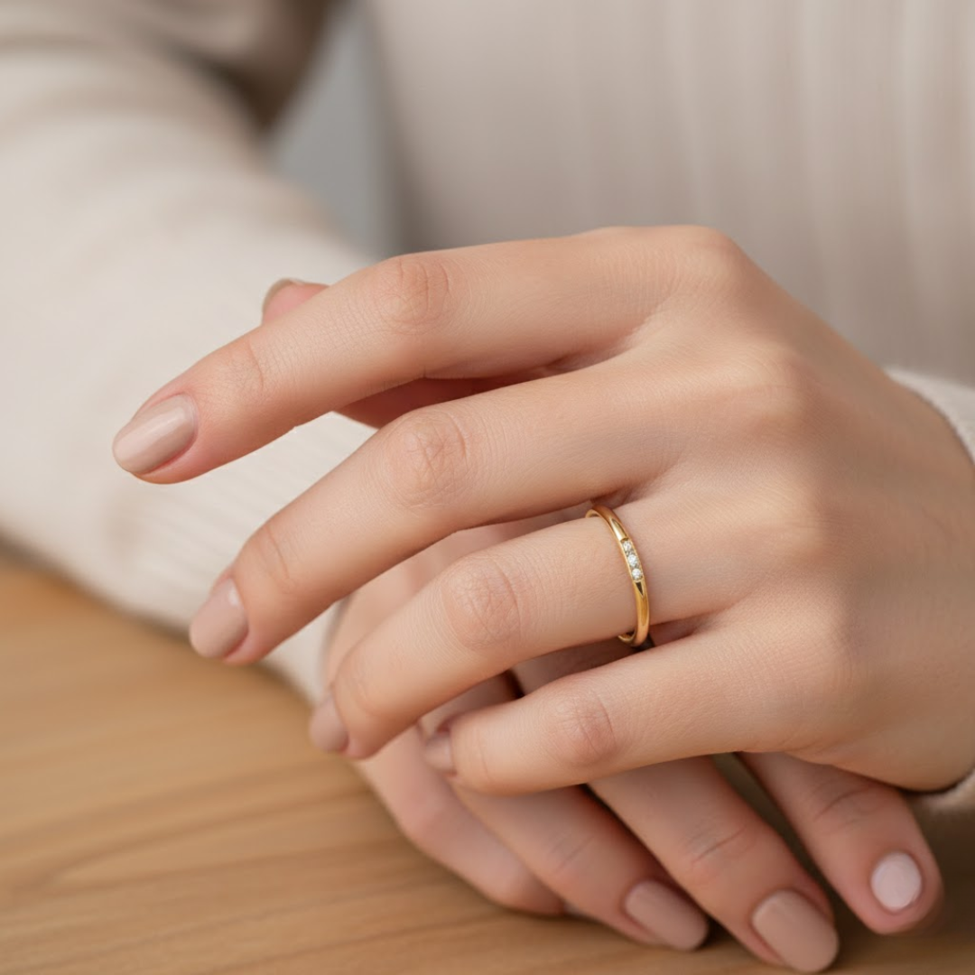 Lyra Slim Gold Titanium Ring