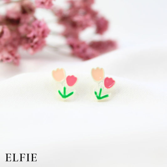 Maroon Tulip Stud Earring