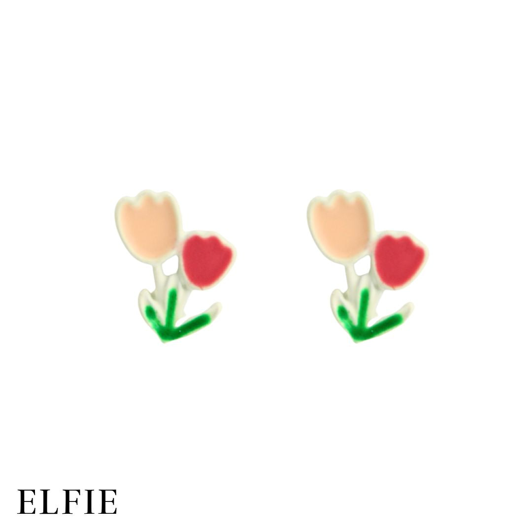 Maroon Tulip Stud Earring