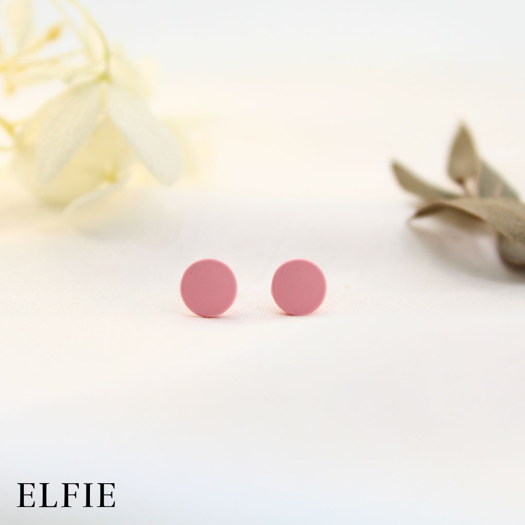 Matte Pink Round Stud Earring