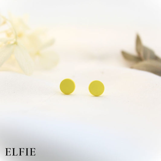 Matte Yellow Round Stud Earring