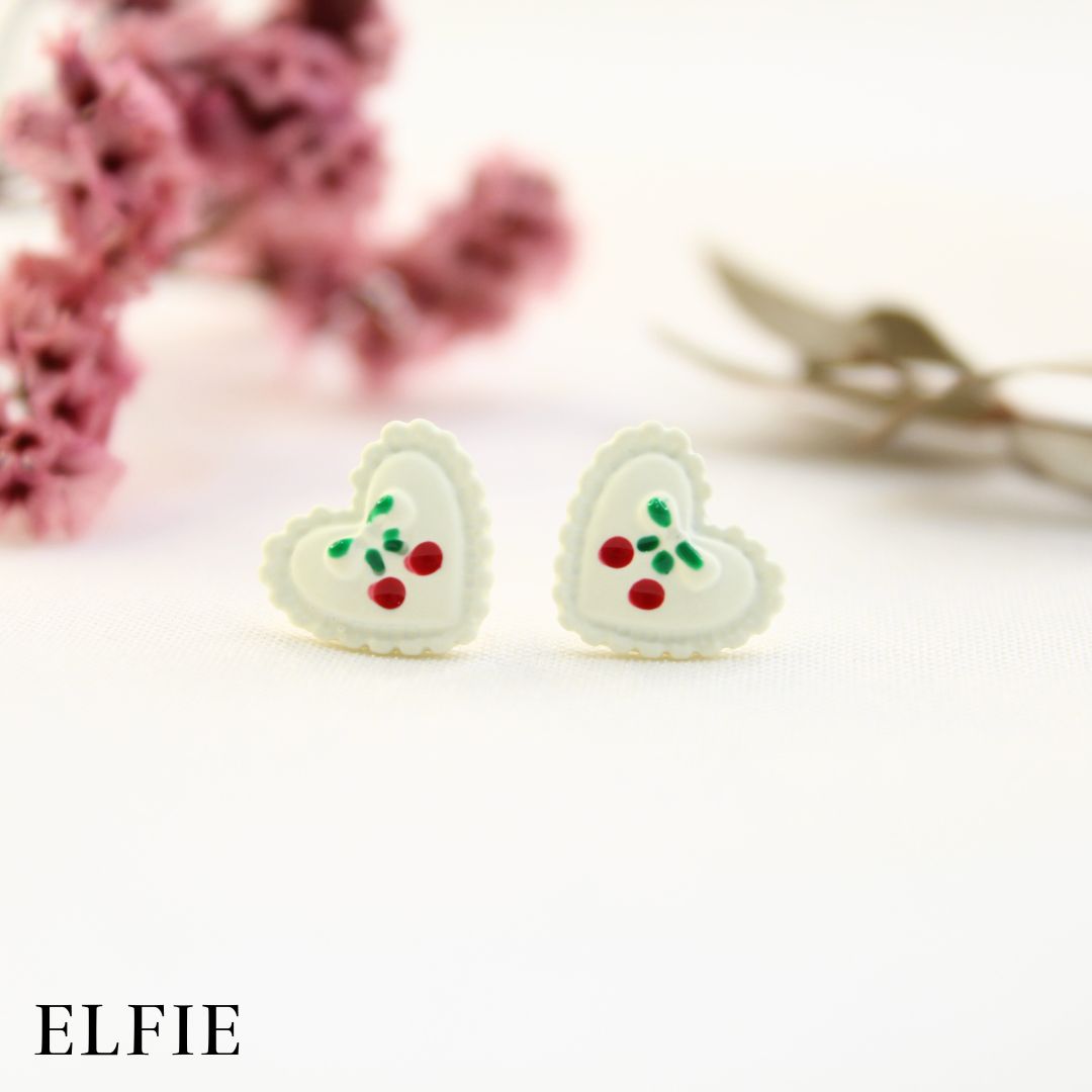 Mini Cherry White Stud Earring