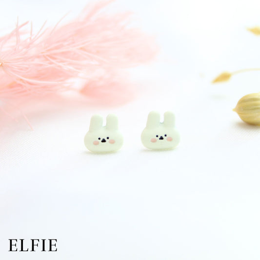 Mini White Rabbit Stud Earring