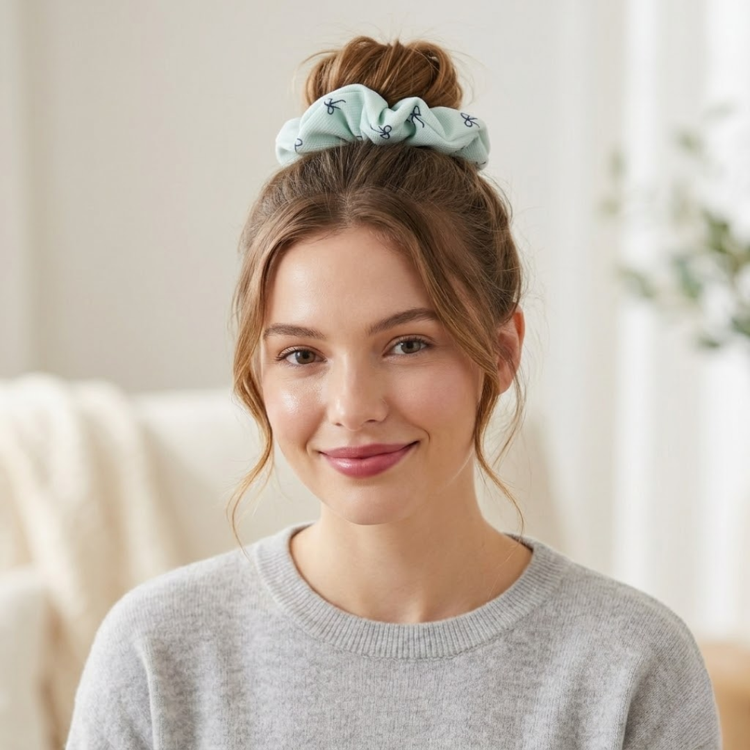 Mint Bow Scrunchie Hair Accessories