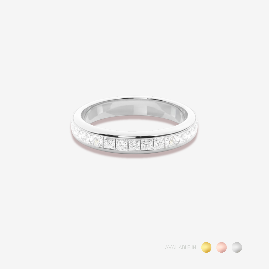 Modern Square Diamond Gold Titanium Ring