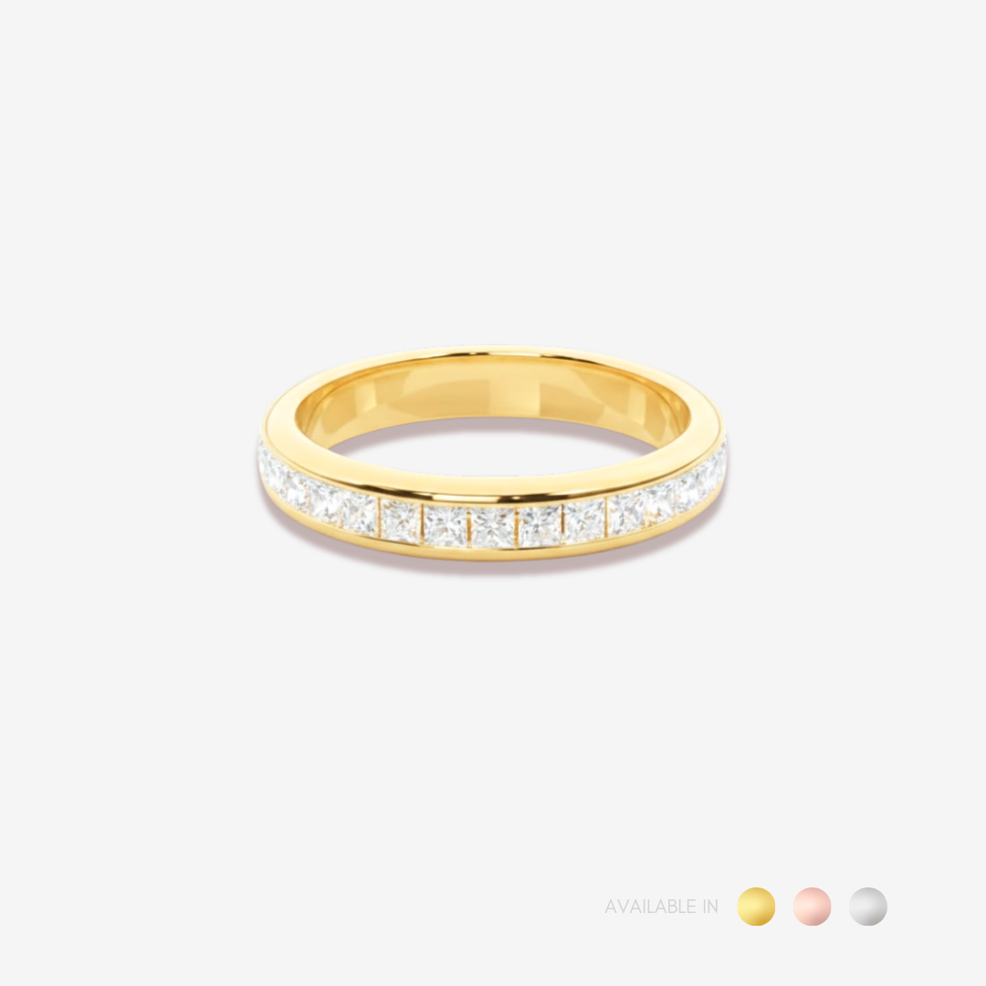 Modern Square Diamond Gold Titanium Ring