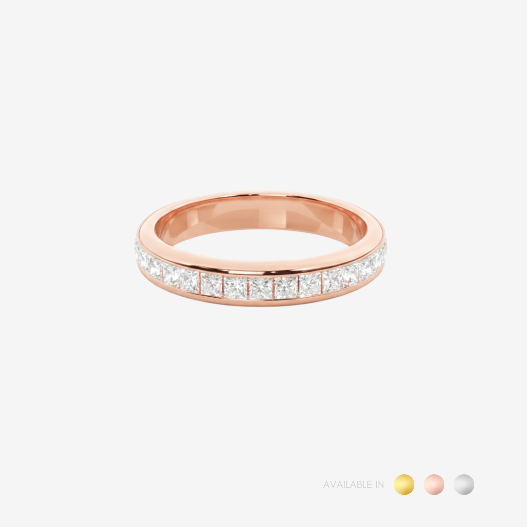 Modern Square Diamond Gold Titanium Ring