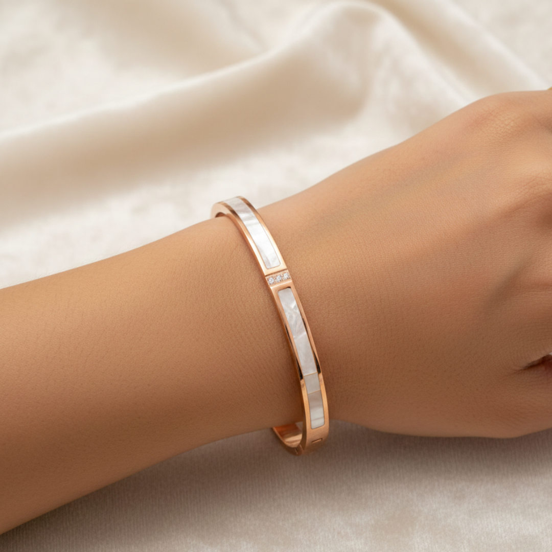 Moonlit Aura Silver Bangle