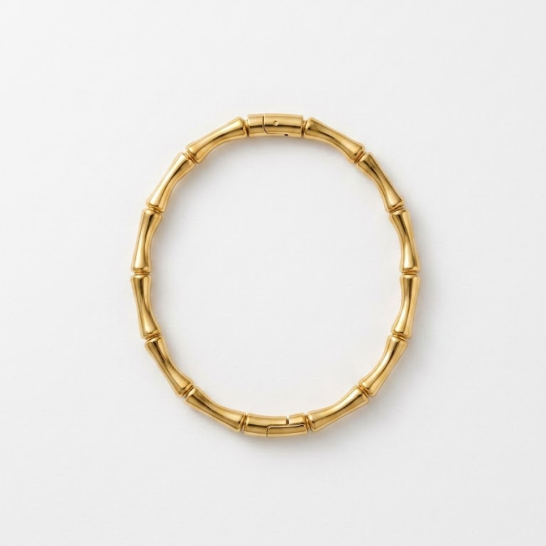 Nala Bamboo Link Gold Titanium Bangle