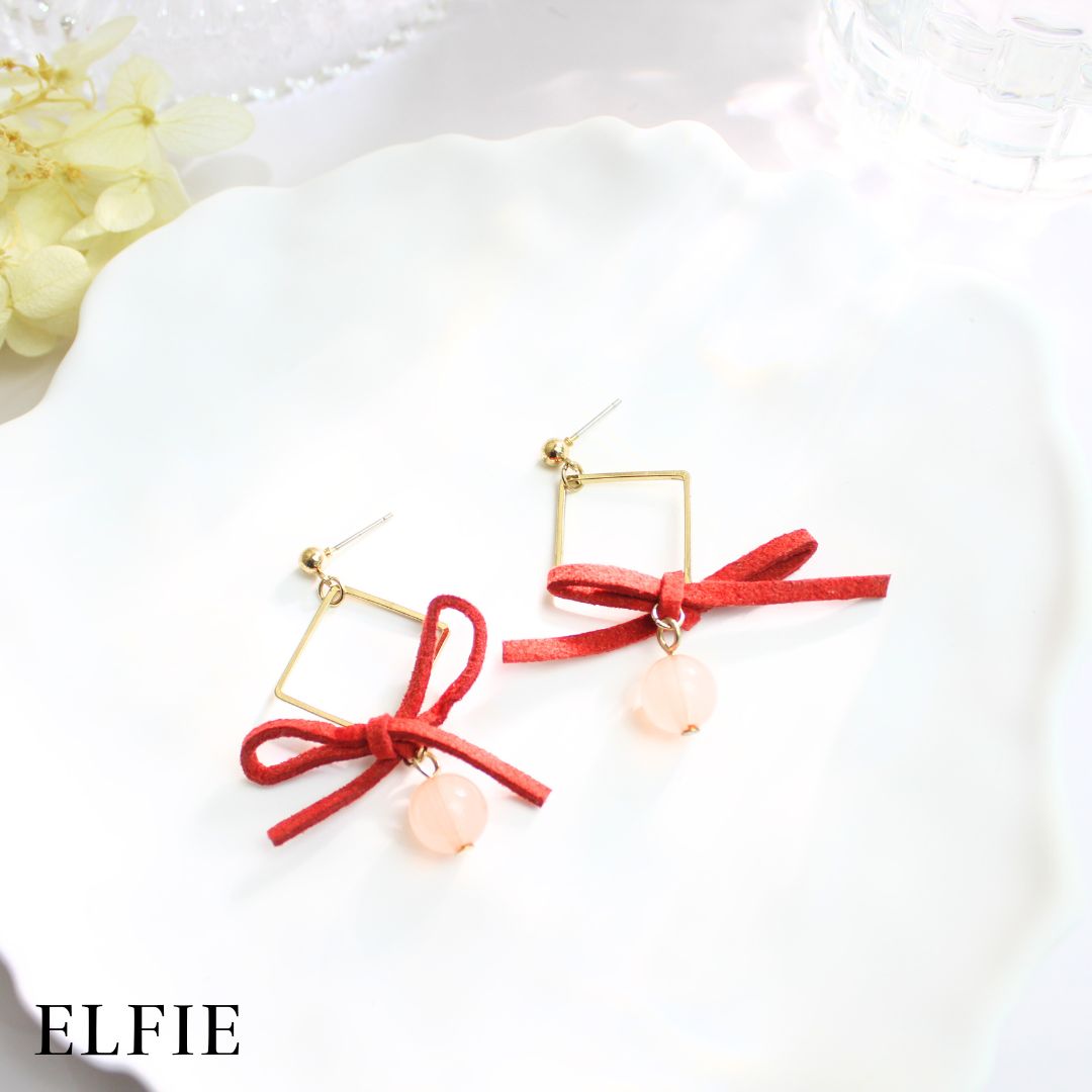 Red Bow Crystal Earring