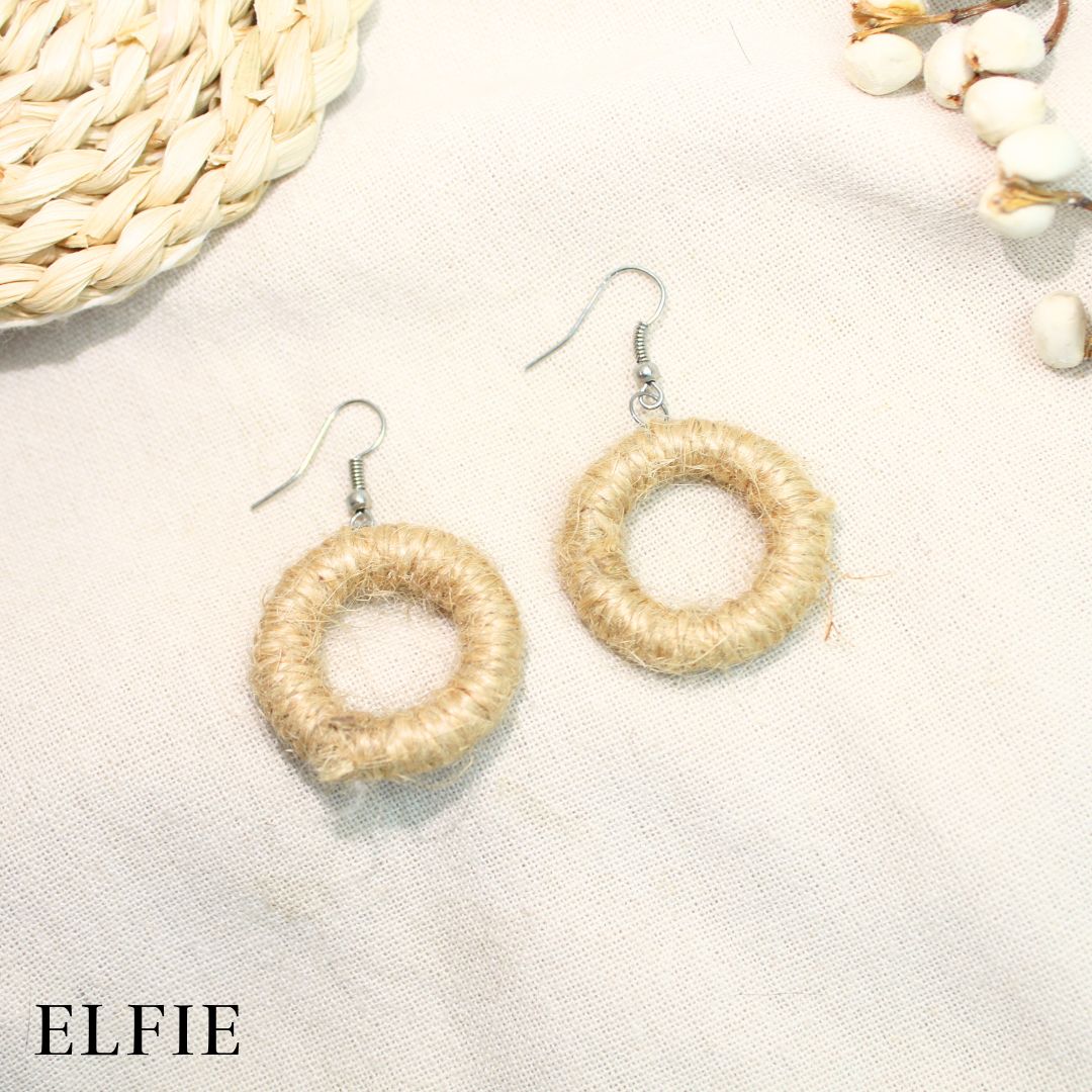 Rattan Hoop Earring