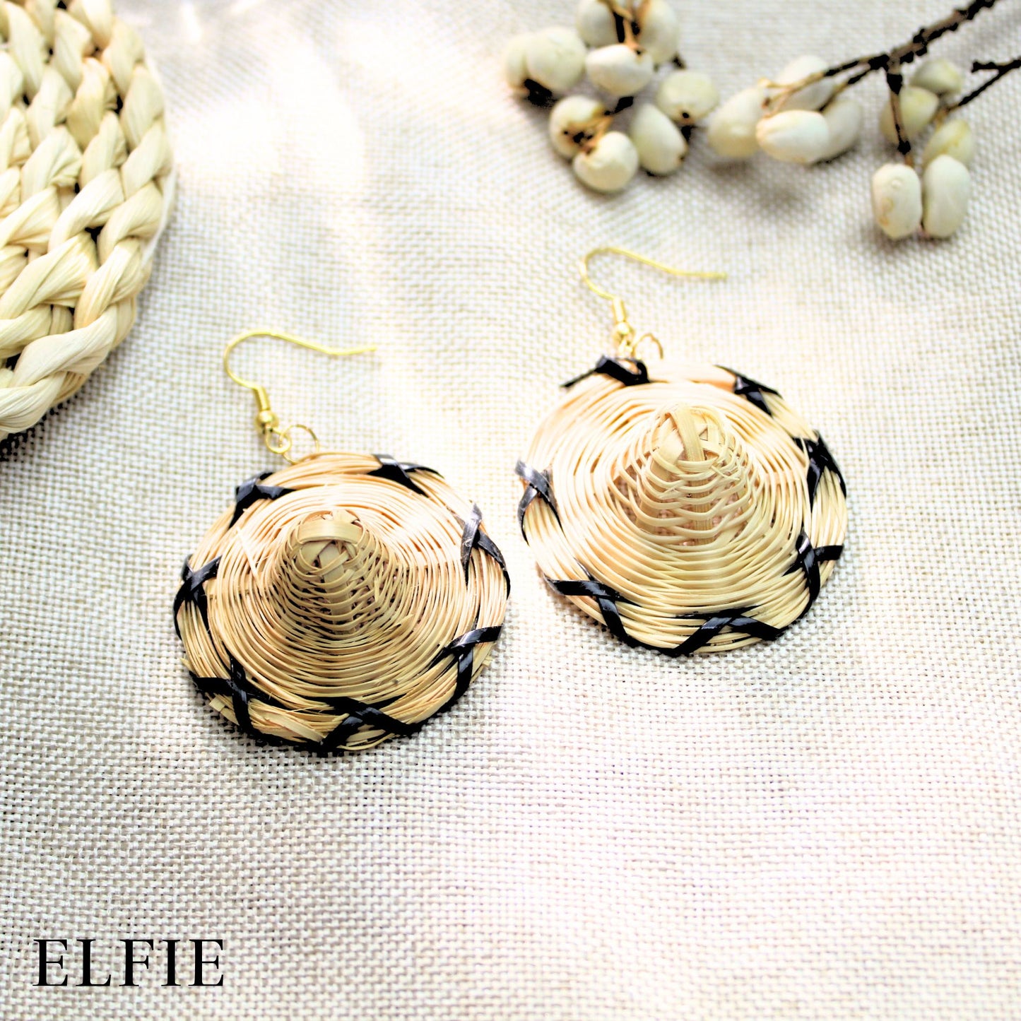 Rattan Hat Earring