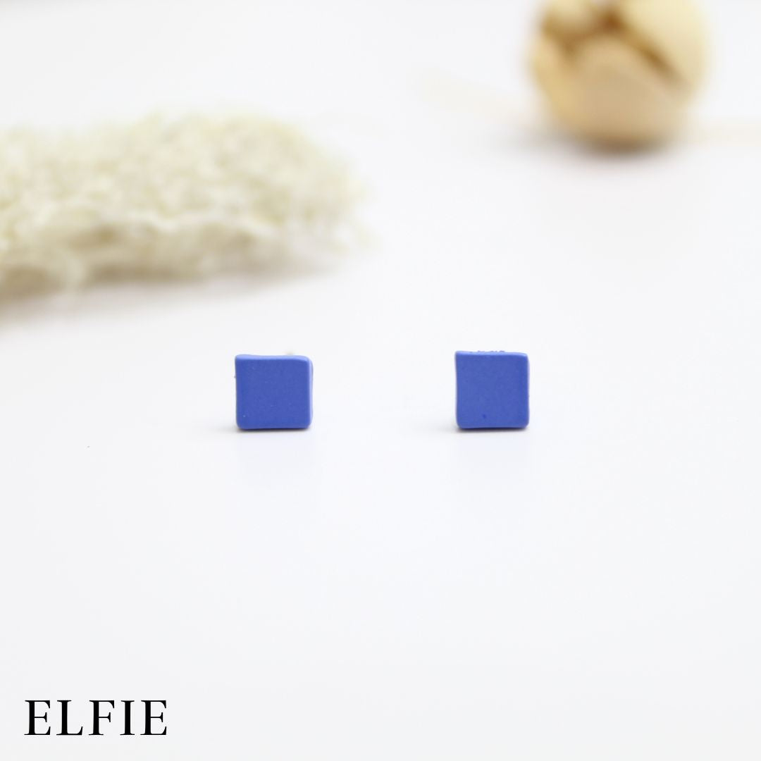 Blue Square Stud Earring