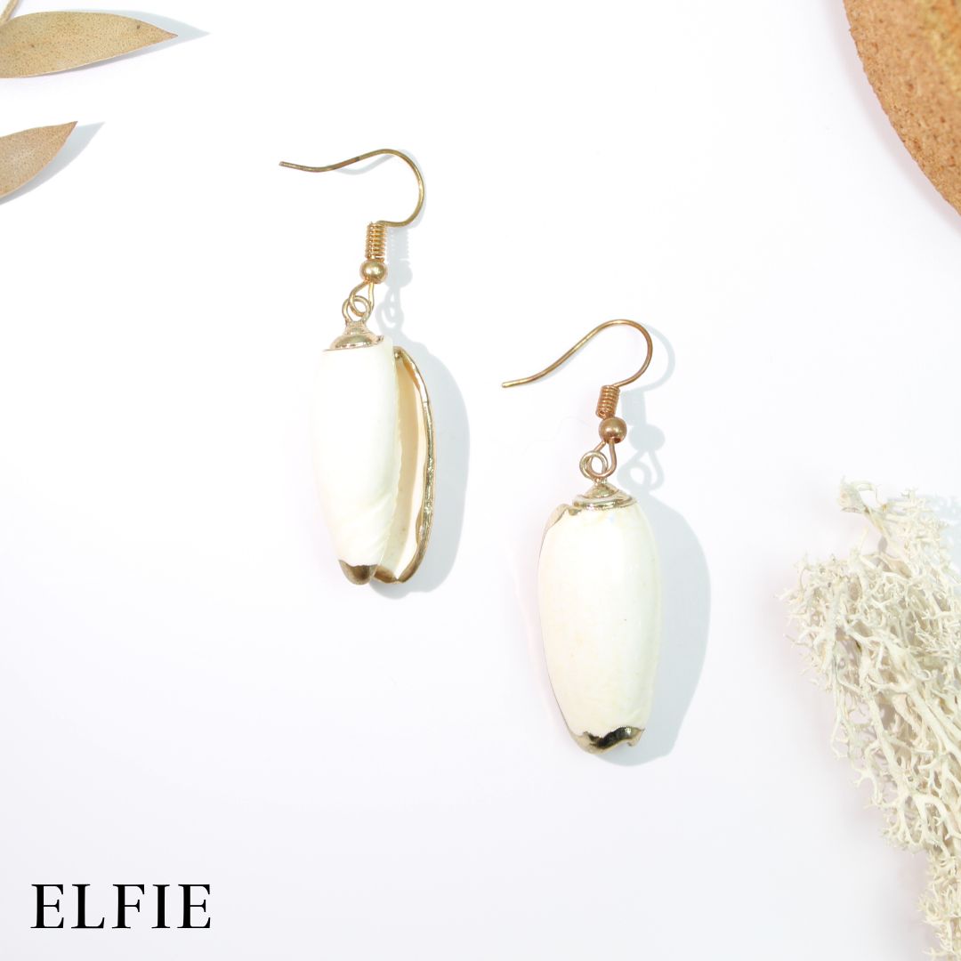 Olive White Shell Earring