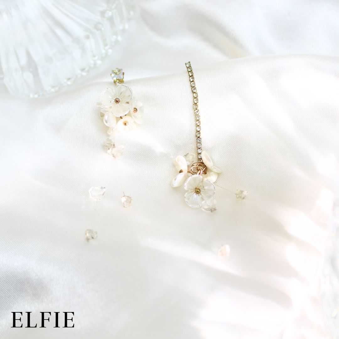 White Floral Pendant Earring