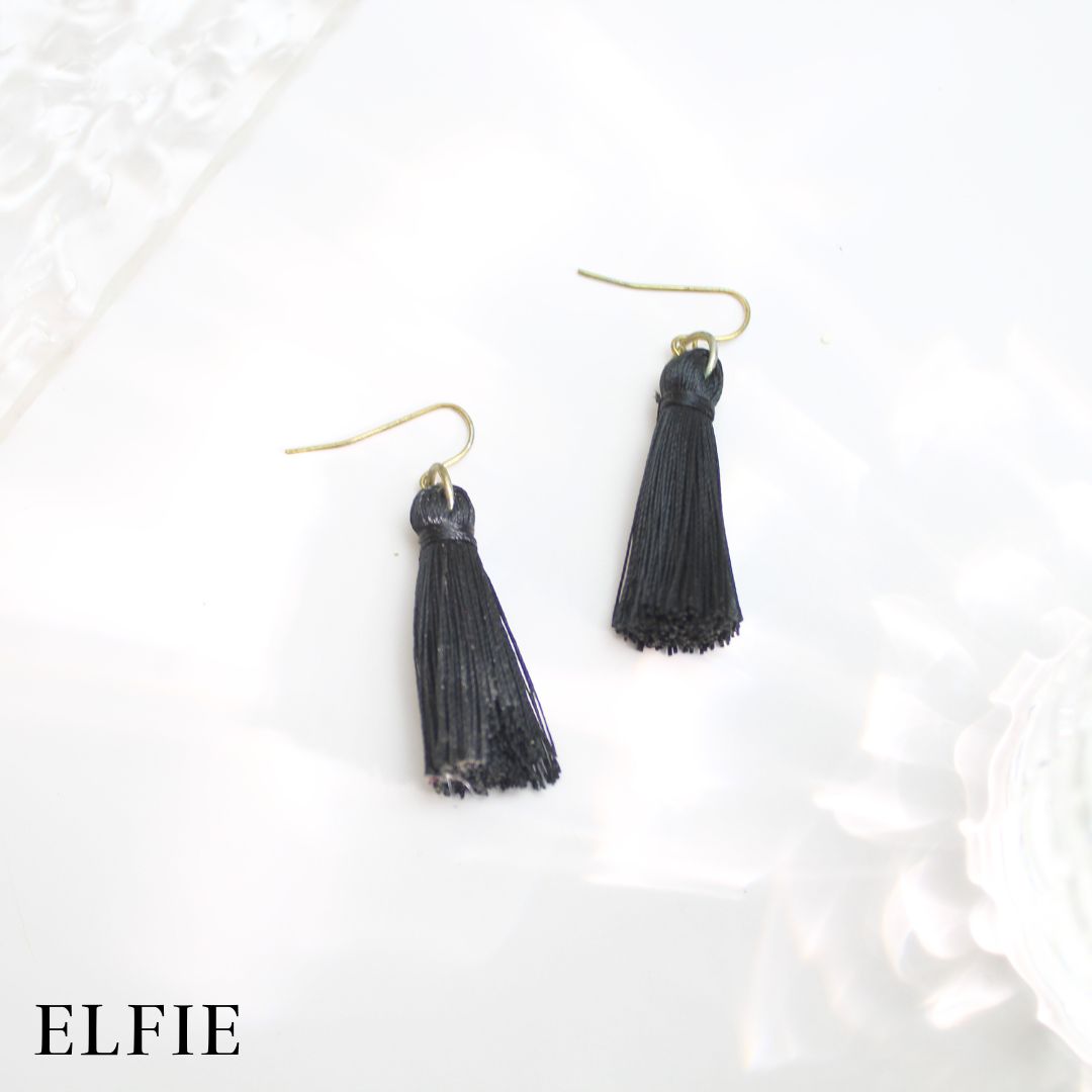 Black Tassel Drop Earring
