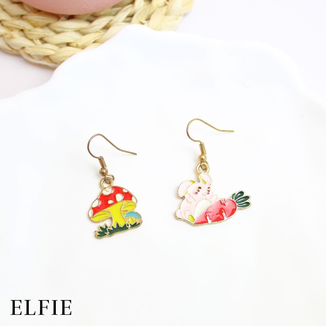Cute Rabbit & Mushroom Earring