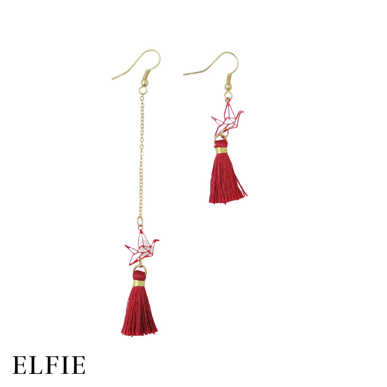 Red Origami Tassel Earring