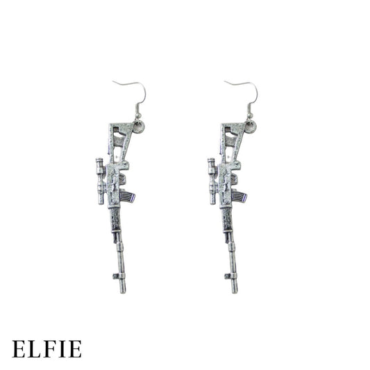 Gun Riffle Metal Earring
